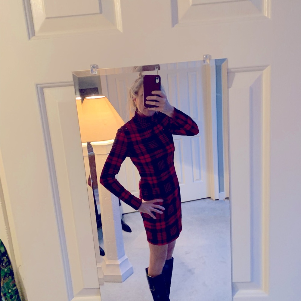 Shein red and black plaid mini-dress size MD